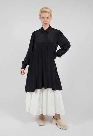 Short Silk Blend Dress in Black