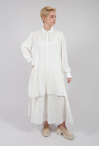 Short Silk Blend Dress in White