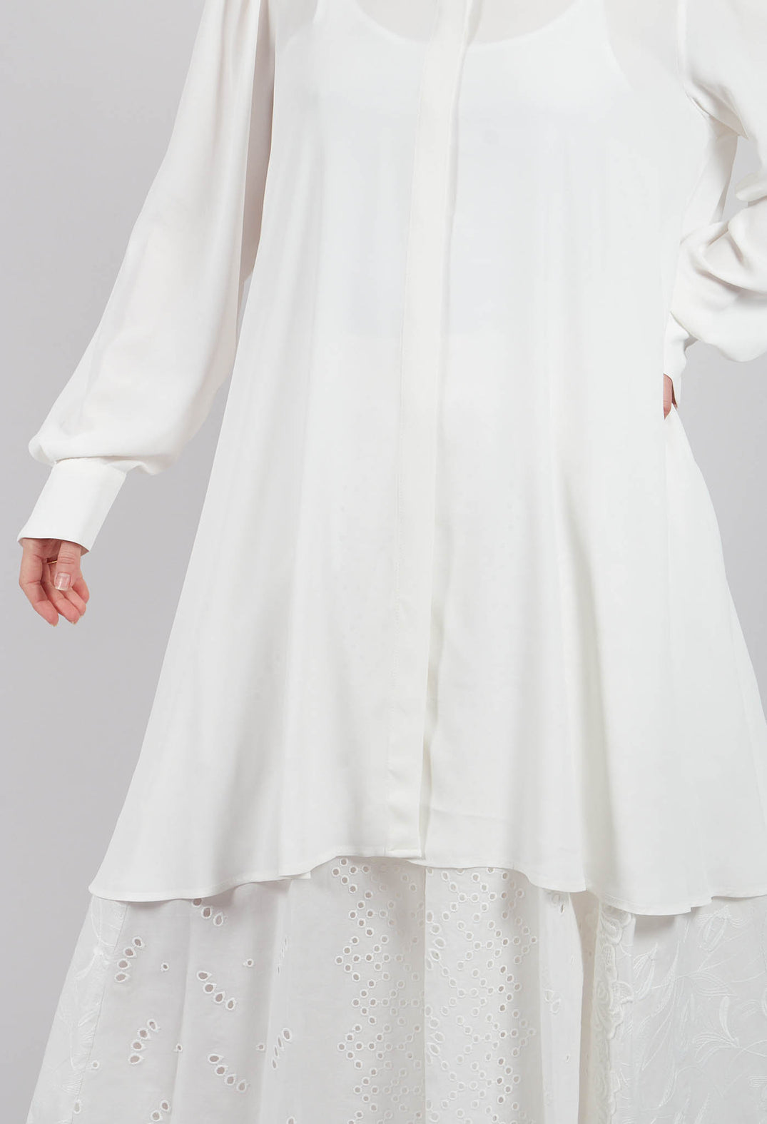 Short Silk Blend Dress in White