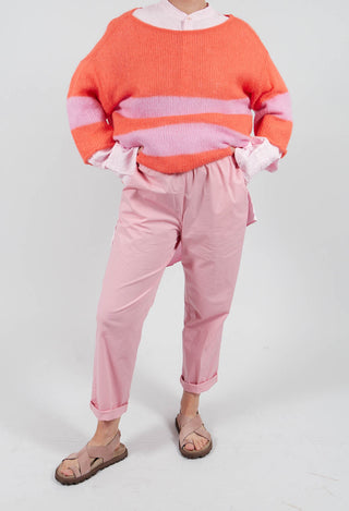 Cotton Poplin Joggers in Flamingo