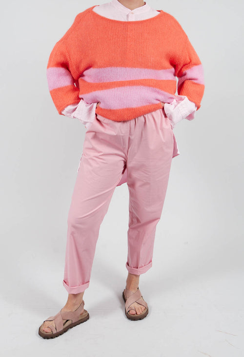 Cotton Poplin Joggers in Flamingo