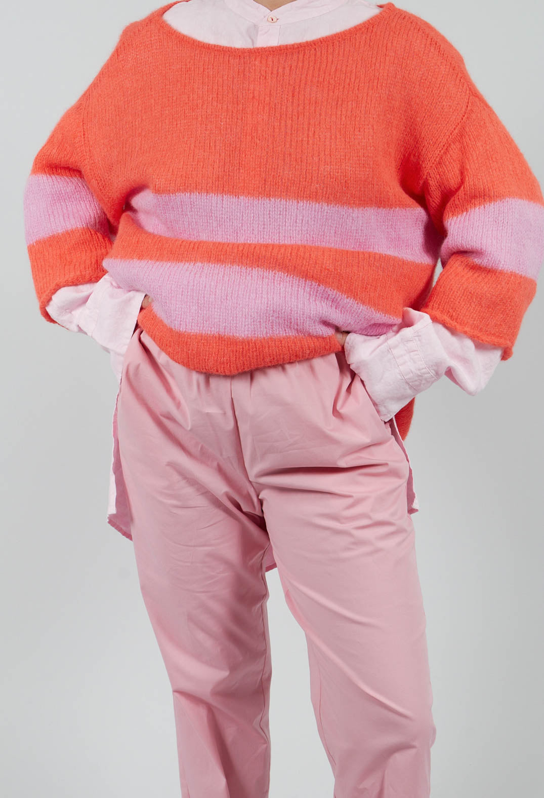 Cotton Poplin Joggers in Flamingo
