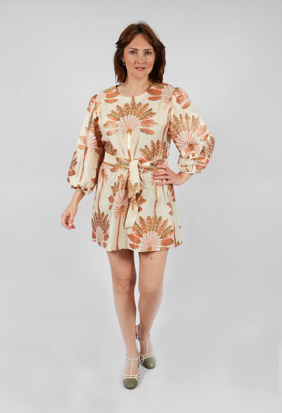 Revati Jacquard Dress in Orange Print