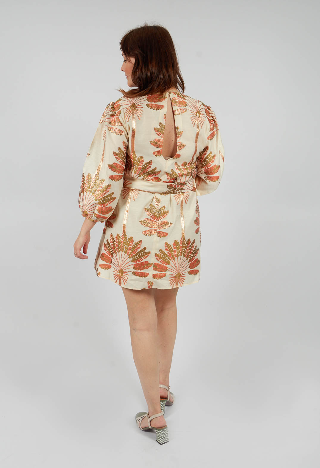 Revati Jacquard Dress in Orange Print