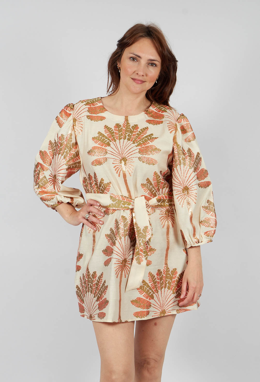 Revati Jacquard Dress in Orange Print