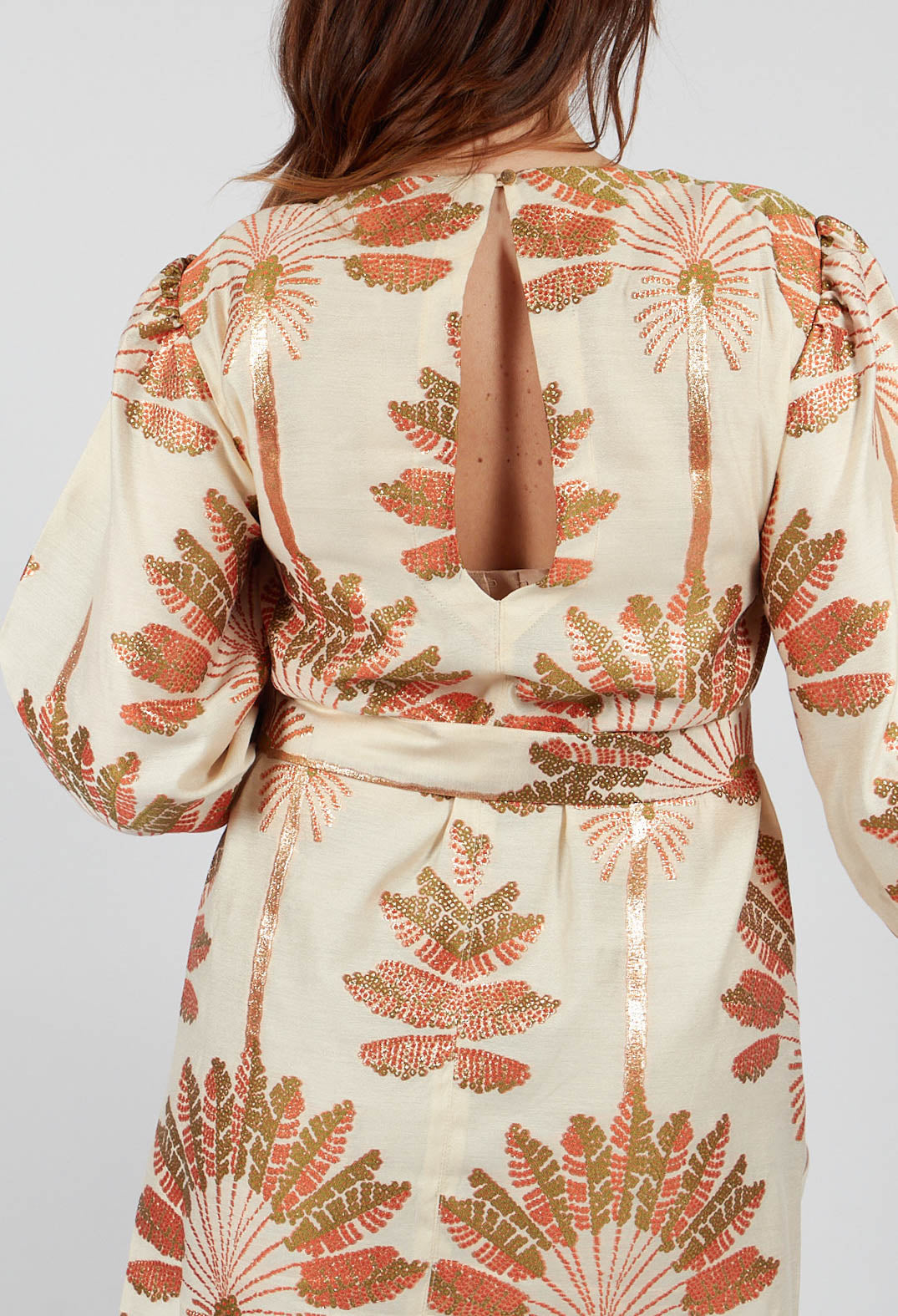 Revati Jacquard Dress in Orange Print