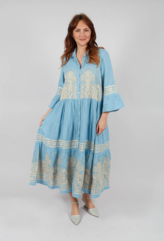 Rythme Dress in Blue & Beige