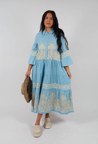 Rythme Dress in Blue & Beige