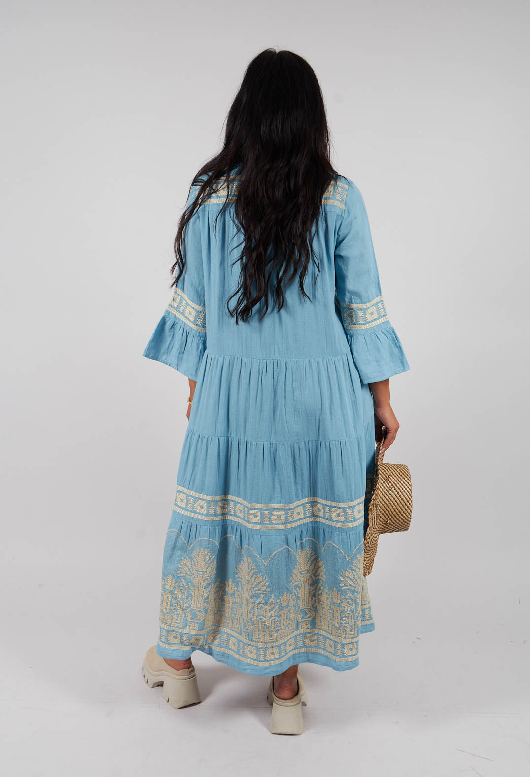 Rythme Dress in Blue & Beige