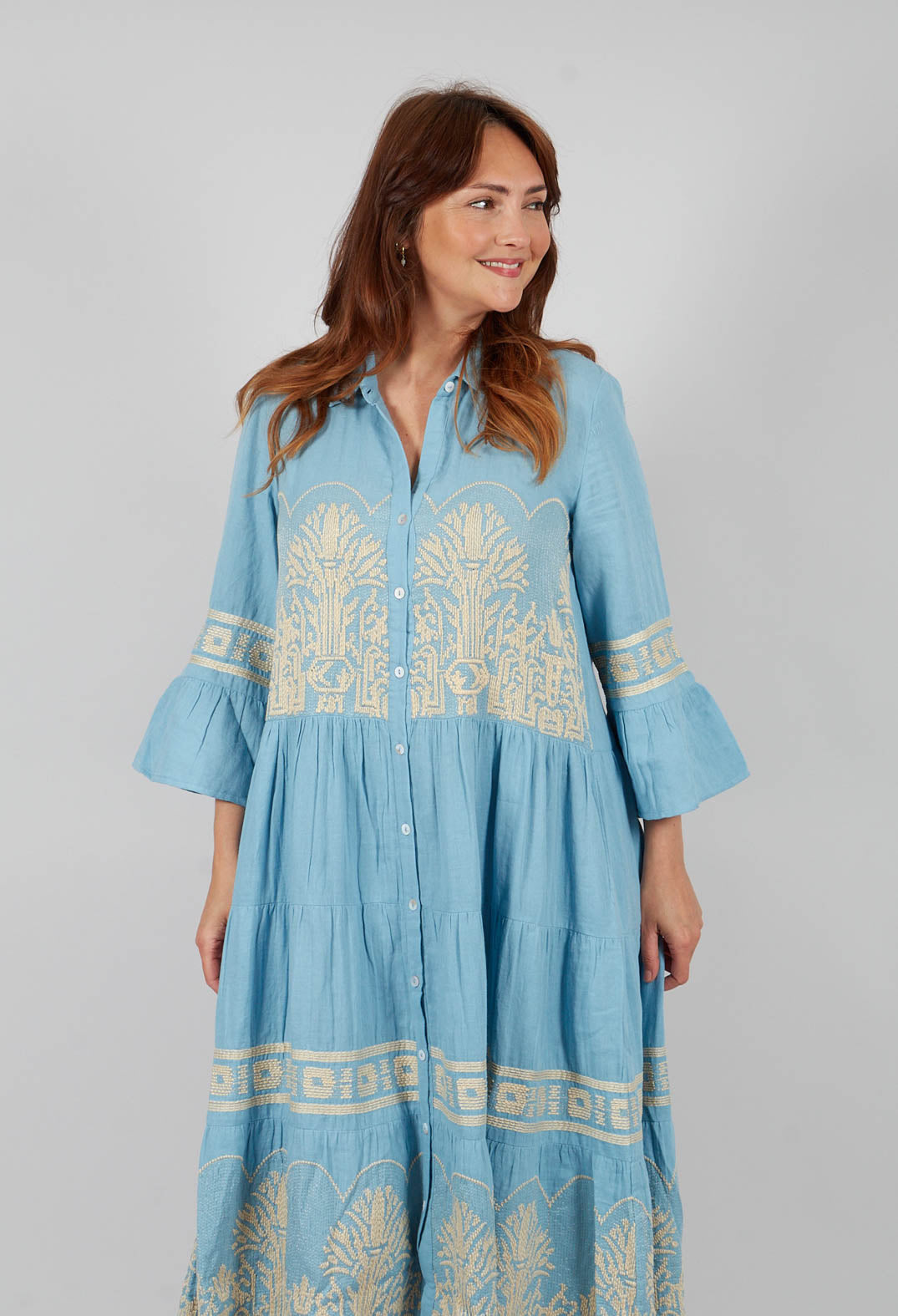 Rythme Dress in Blue & Beige