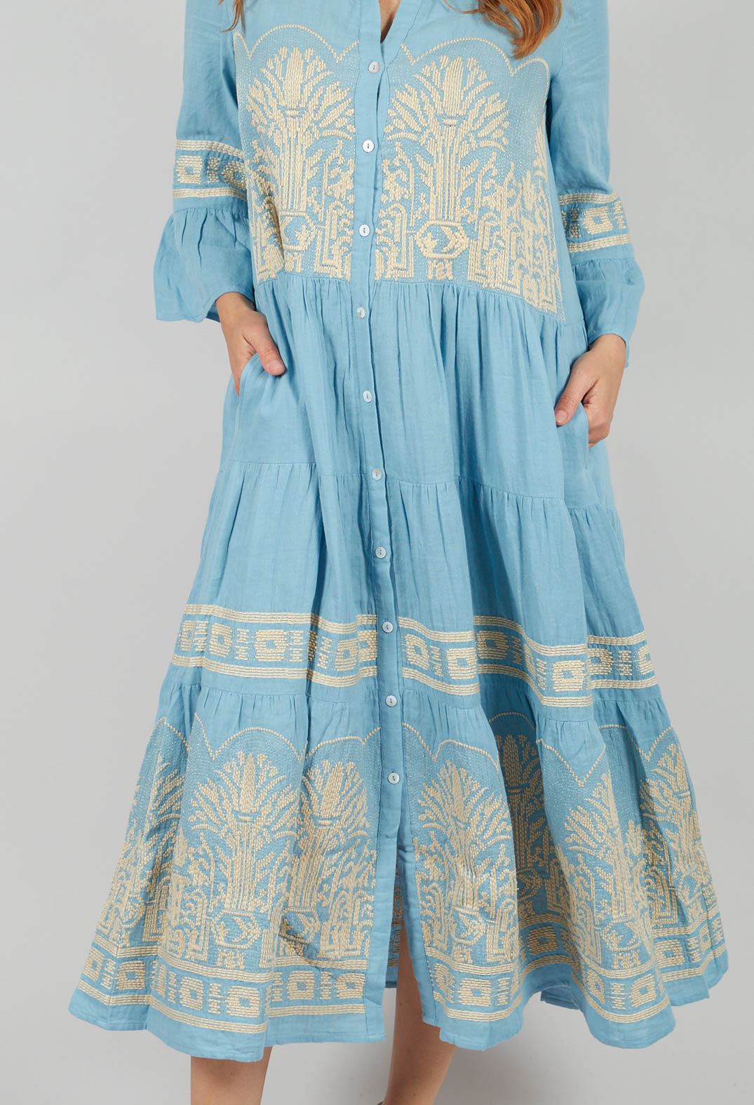 Rythme Dress in Blue & Beige