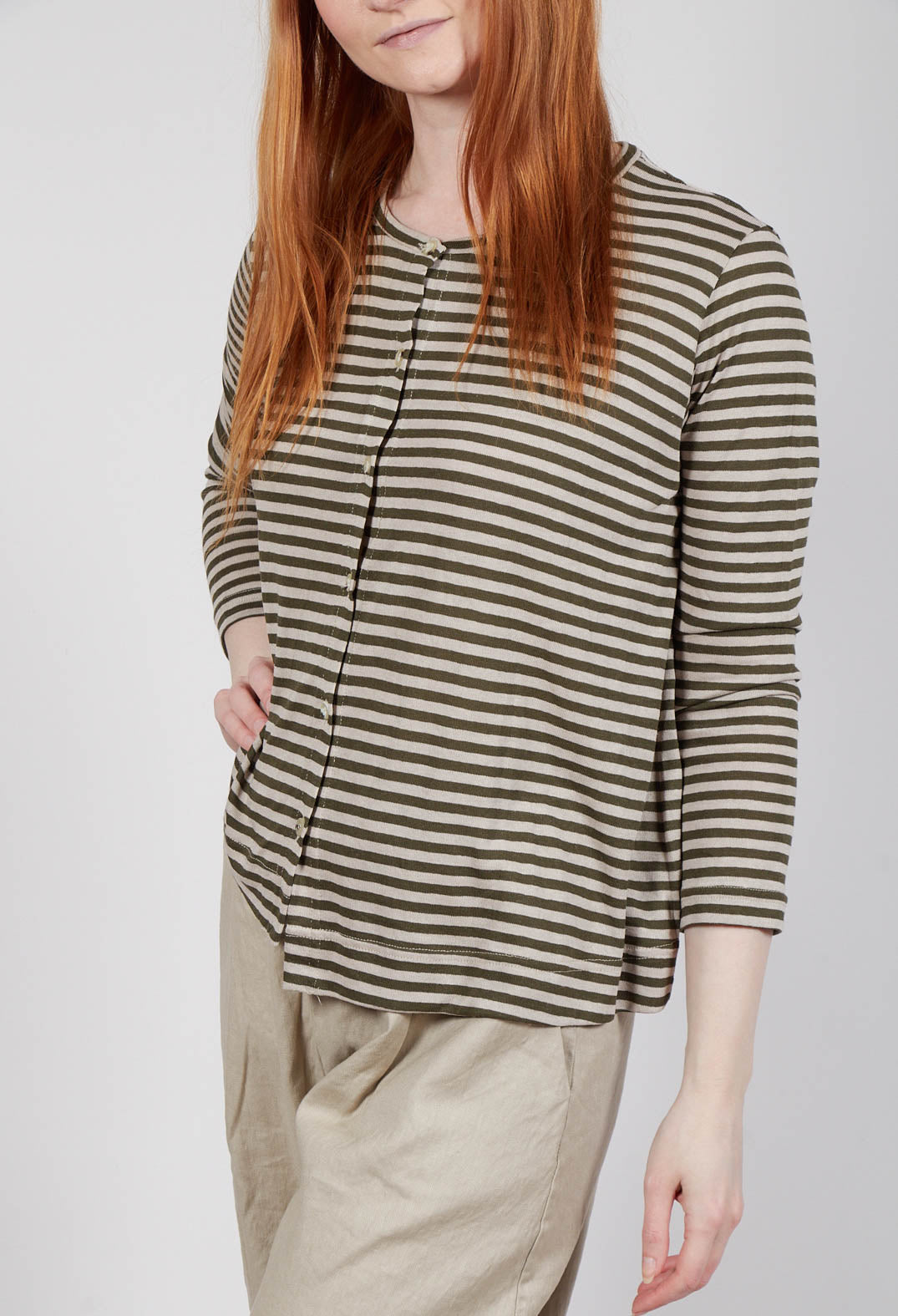 Crema LR Cardigan in Alga Stripe