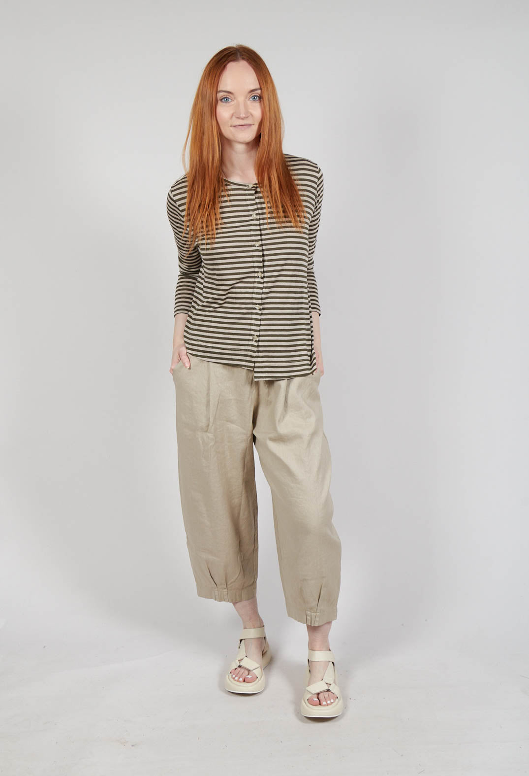 Crema LR Cardigan in Alga Stripe