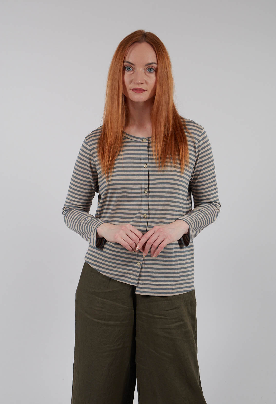 Crema LR Cardigan in Lago Stripe