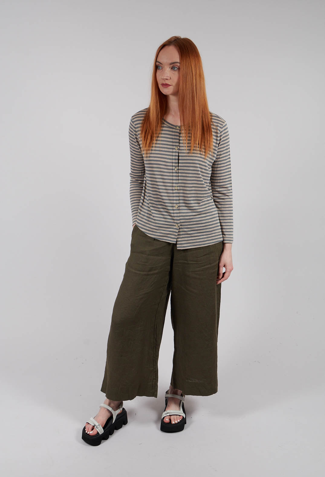 Crema LR Cardigan in Lago Stripe