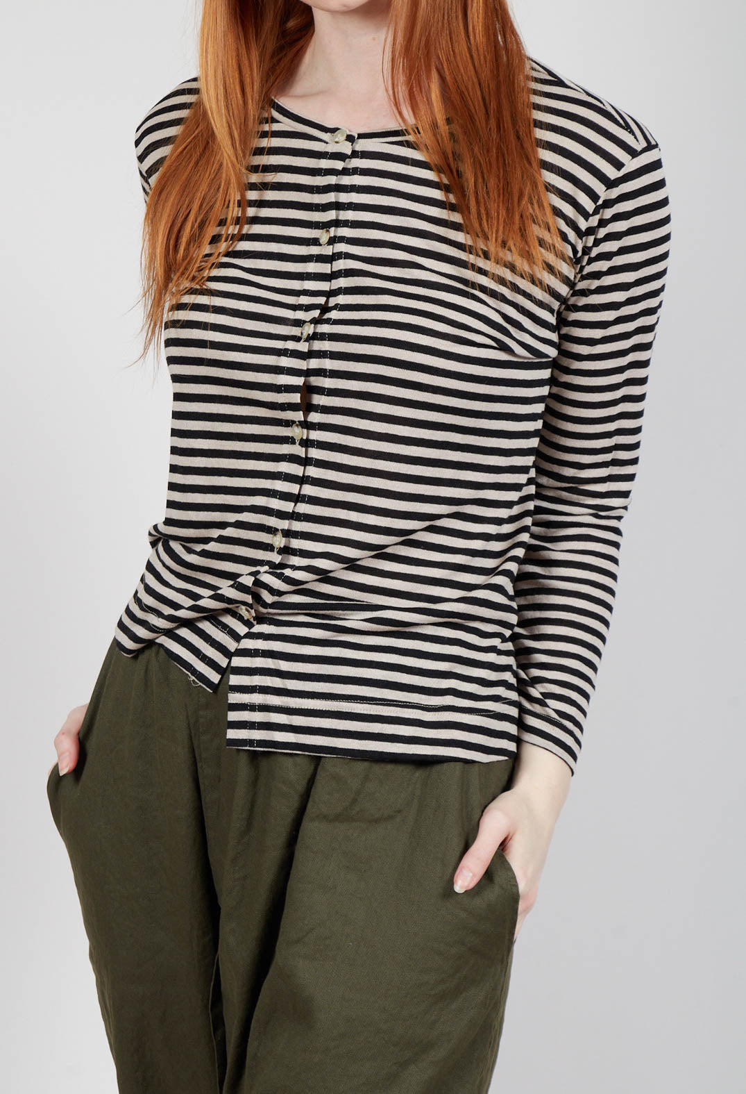 Crema LR Cardigan in Nero Stripe
