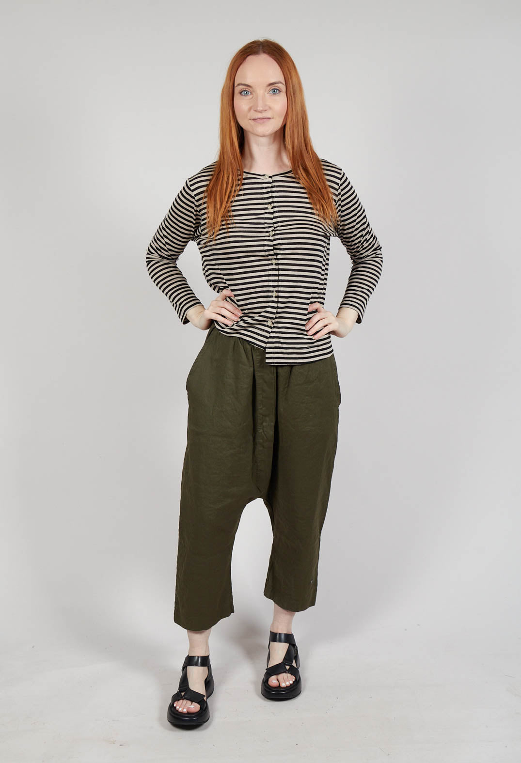 Crema LR Cardigan in Nero Stripe