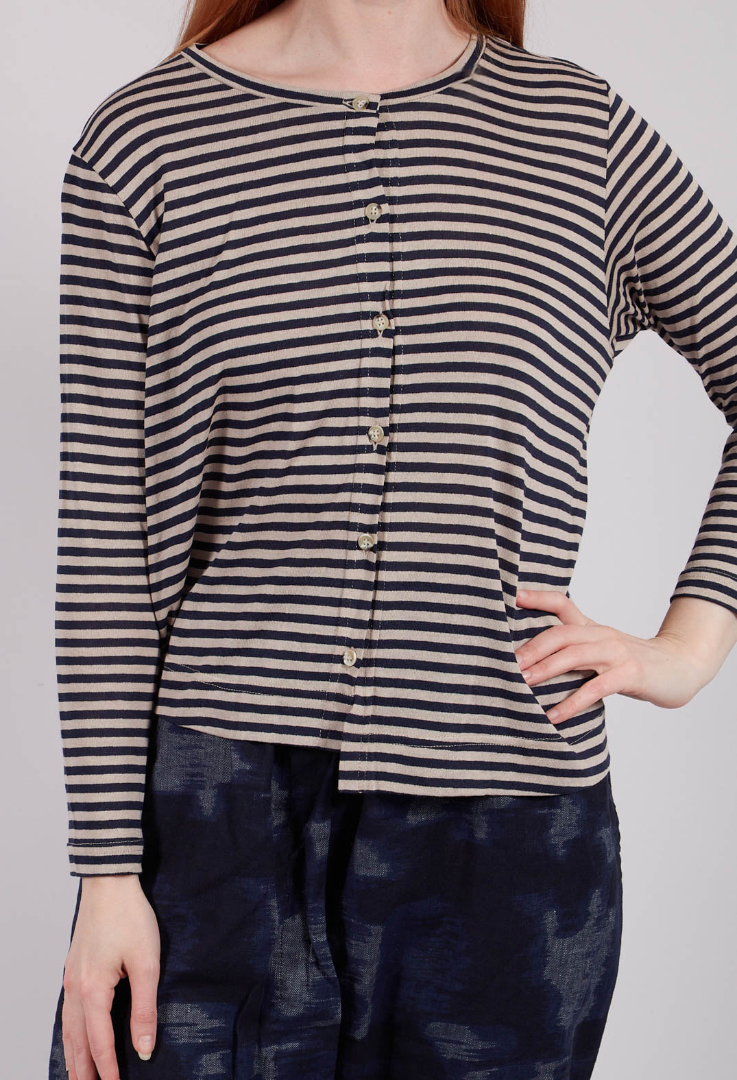 Crema LR Cardigan in Blu Stripe