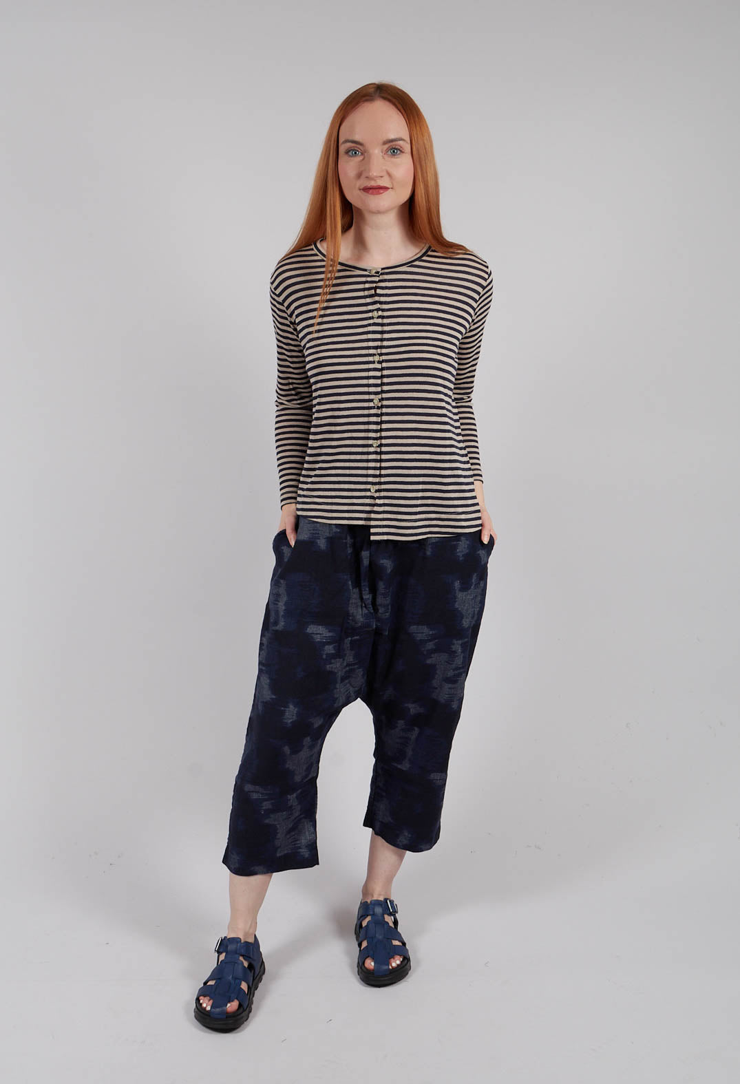 Crema LR Cardigan in Blu Stripe