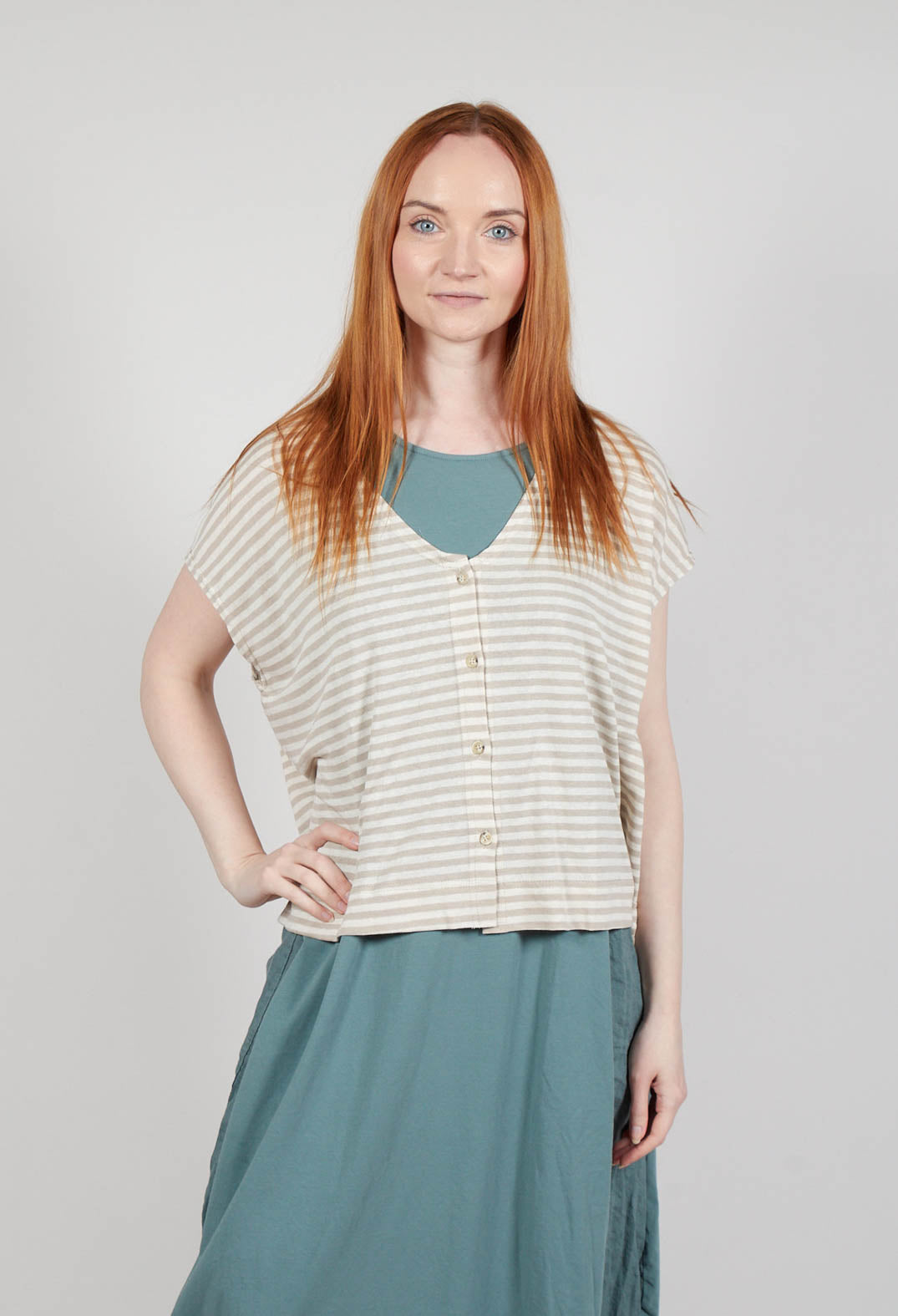 Lucente LR Cardigan in Grezzo Stripe