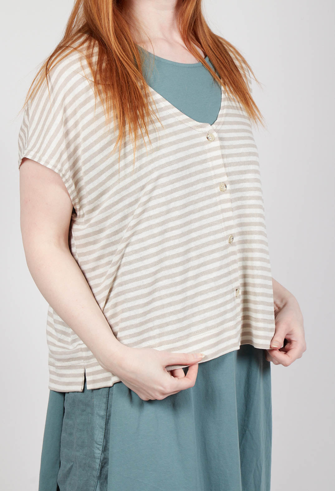 Lucente LR Cardigan in Grezzo Stripe