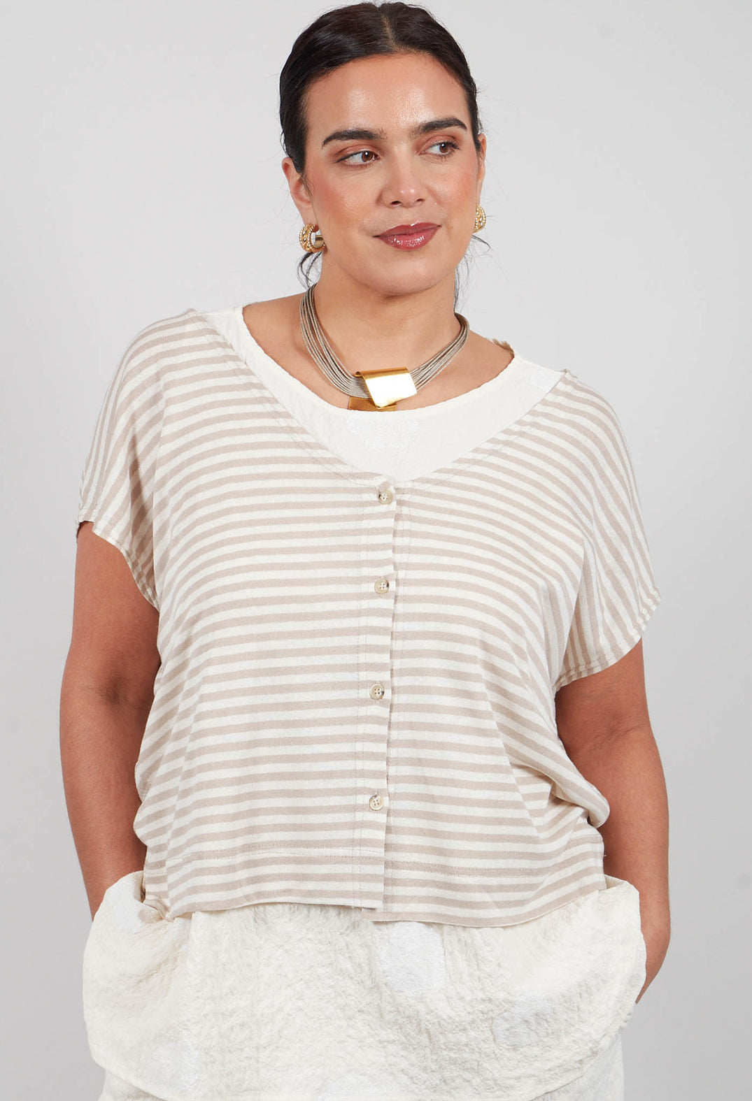 Lucente LR Cardigan in Grezzo Stripe
