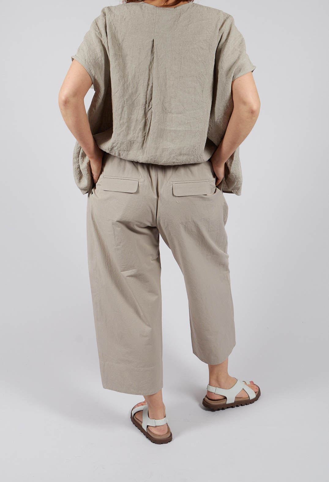 Cropped Wide Leg Trouser in Ecru