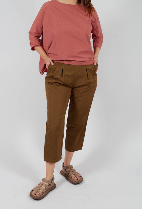 Barrel Leg Trouser in Military Green