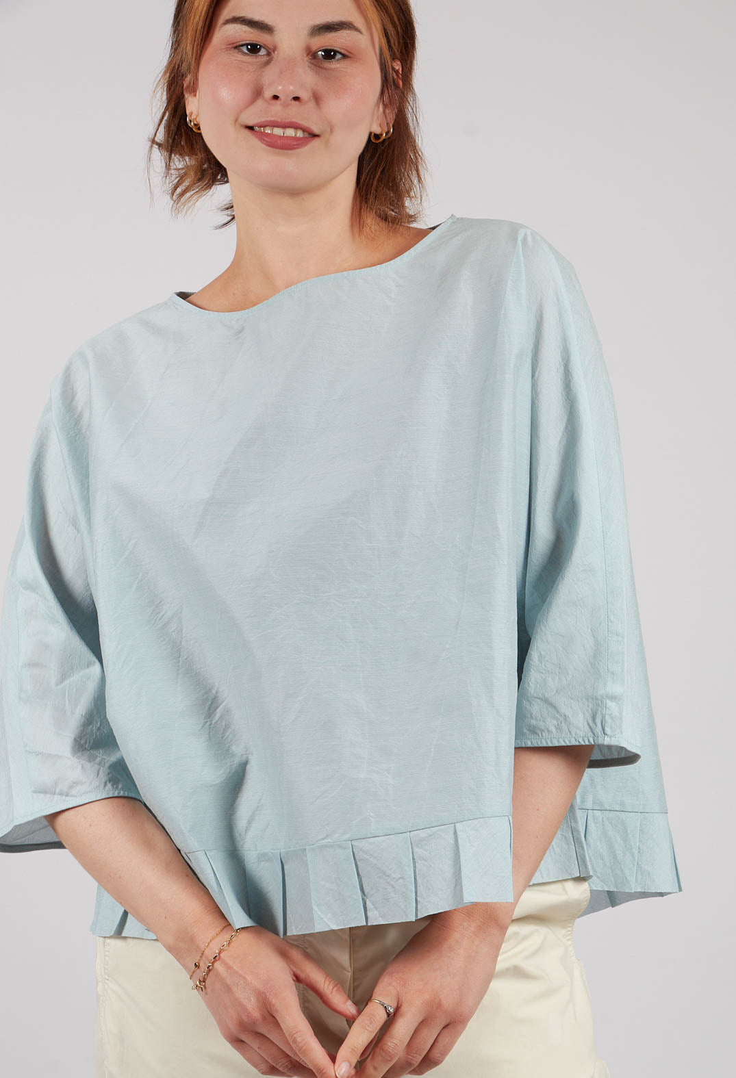 Frill Hem Blouse in Sky