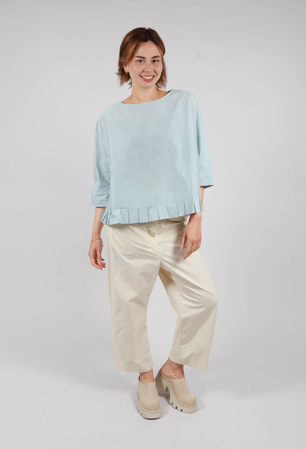 Frill Hem Blouse in Sky