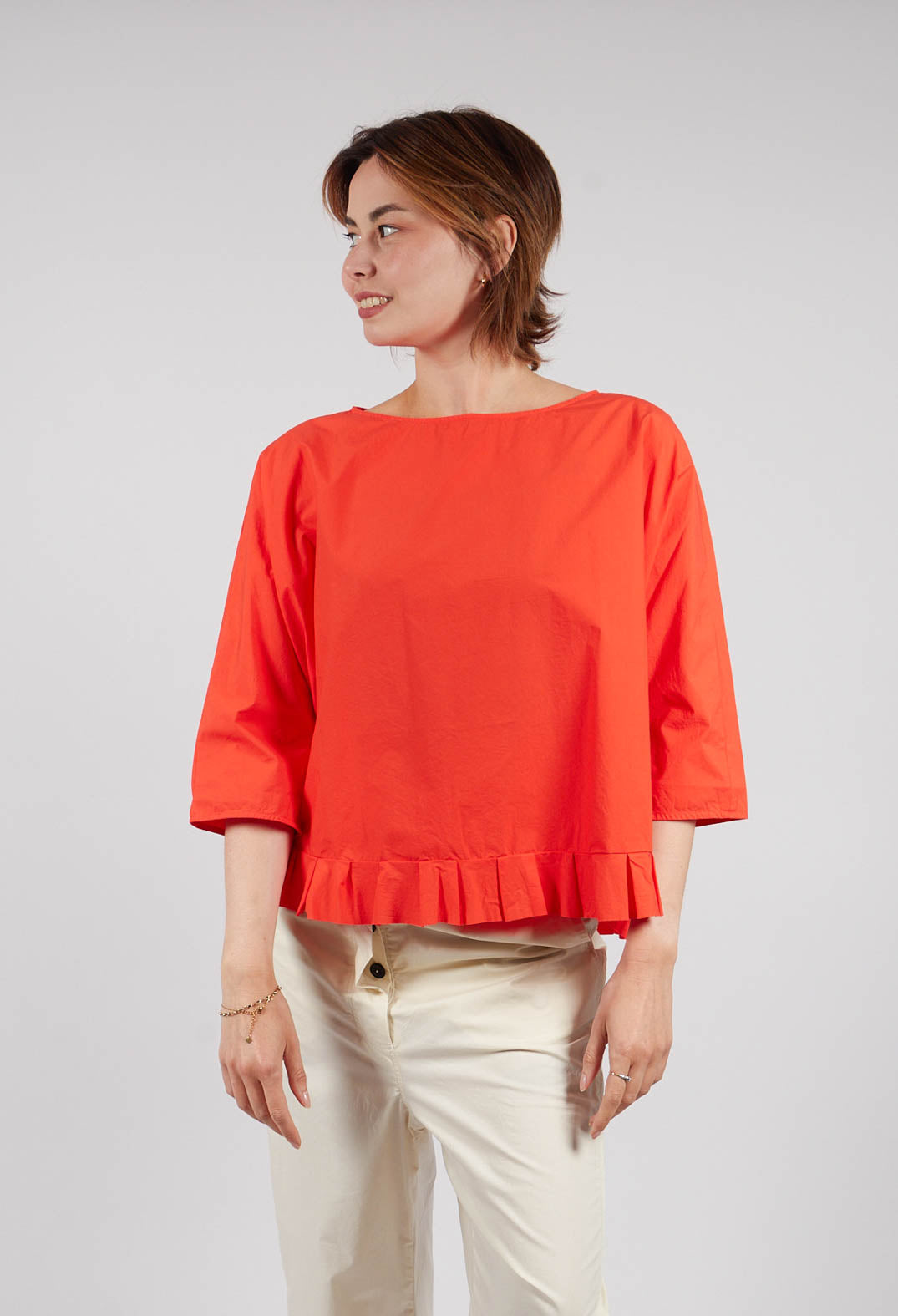 Frill Hem Blouse in Poppy