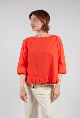 Frill Hem Blouse in Poppy