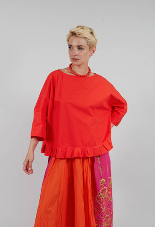 Frill Hem Blouse in Poppy