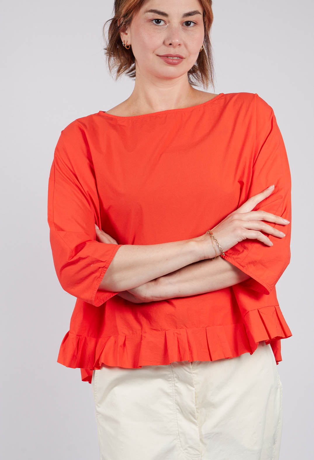 Frill Hem Blouse in Poppy