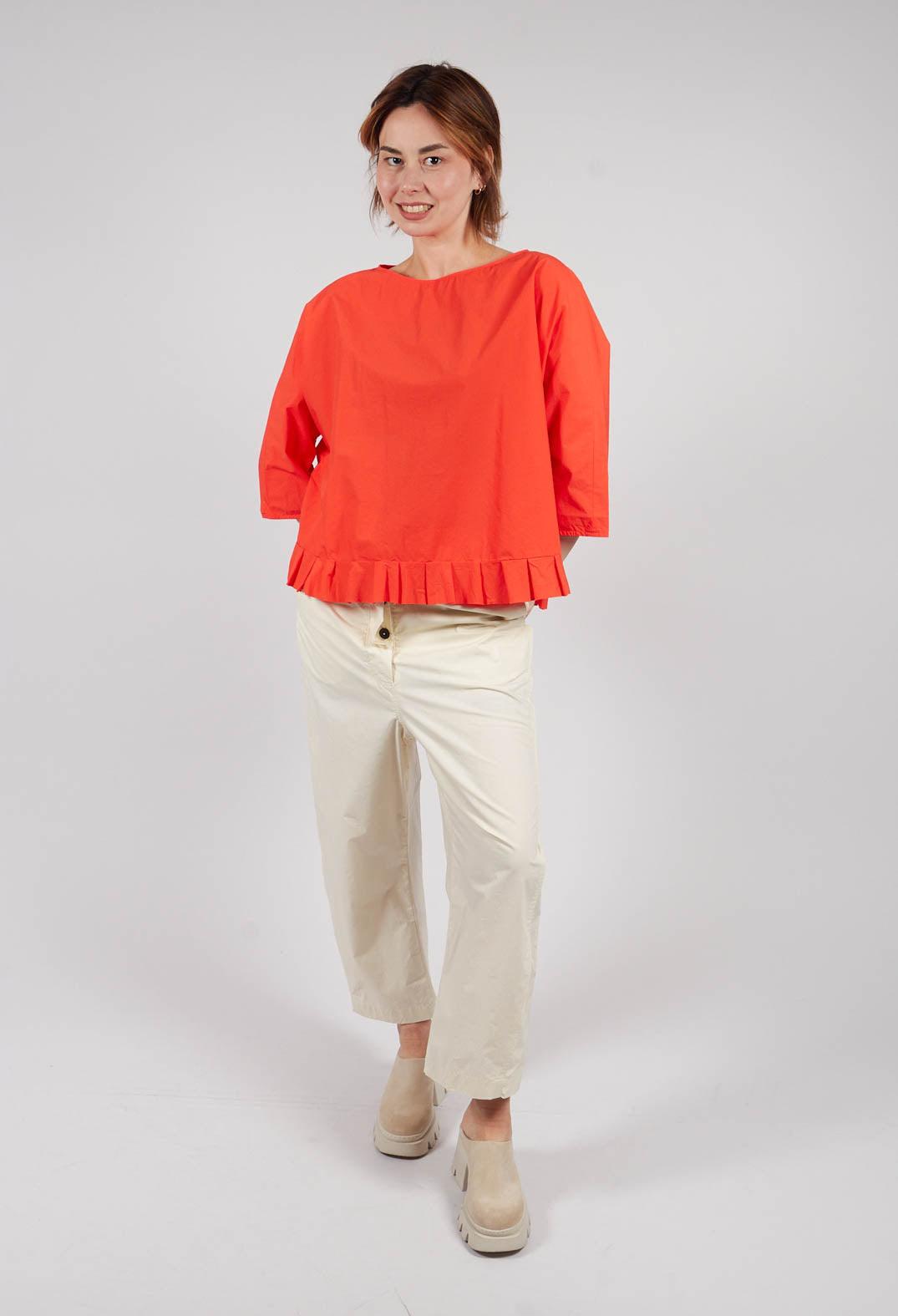 Frill Hem Blouse in Poppy