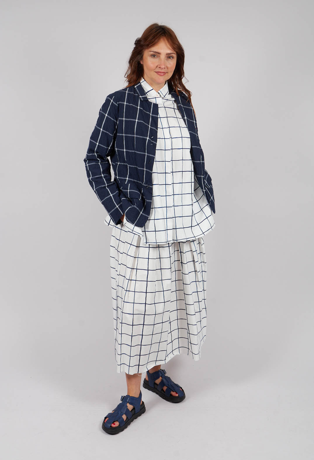 Jolisa Printed Skirt in Blue Check