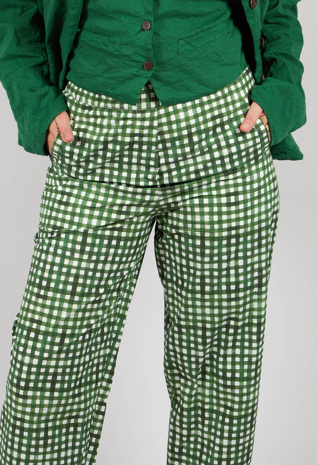 Potamia Printed Trousers in Green Check