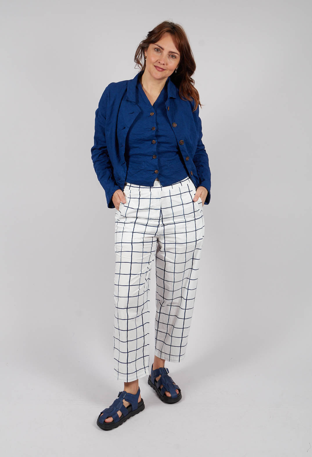Potamia Printed Trousers in Blue Check
