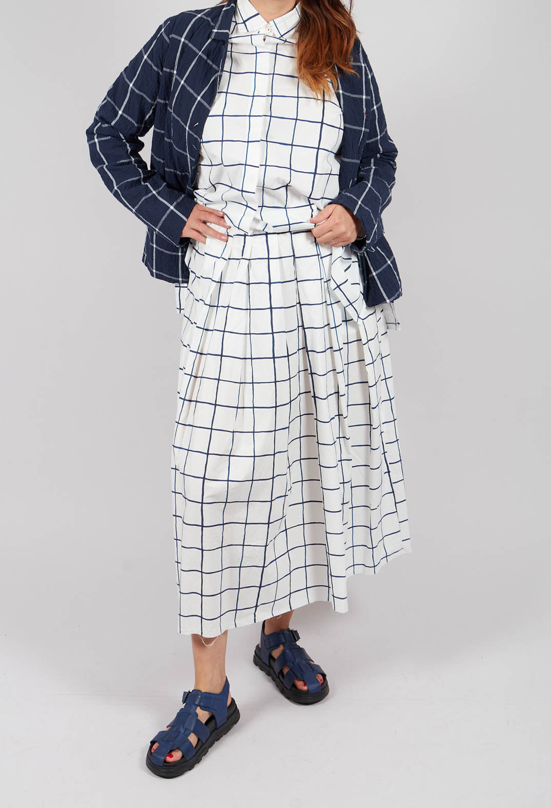 Jolisa Printed Skirt in Blue Check