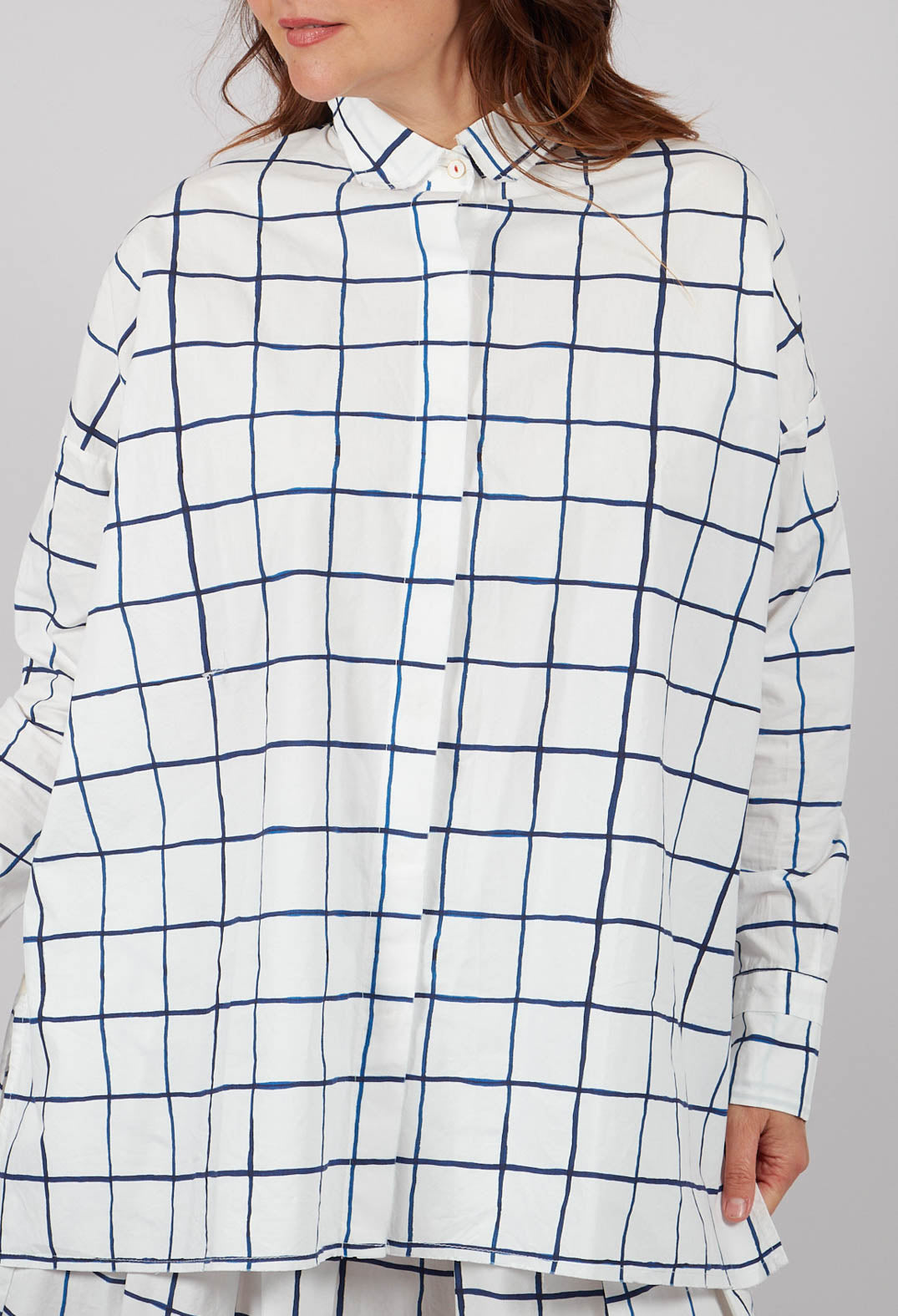 Sarita Printed Shirt in Blue Check