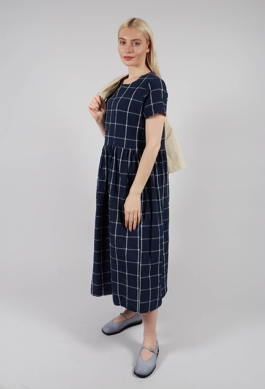 Demi Dress in Navy Check