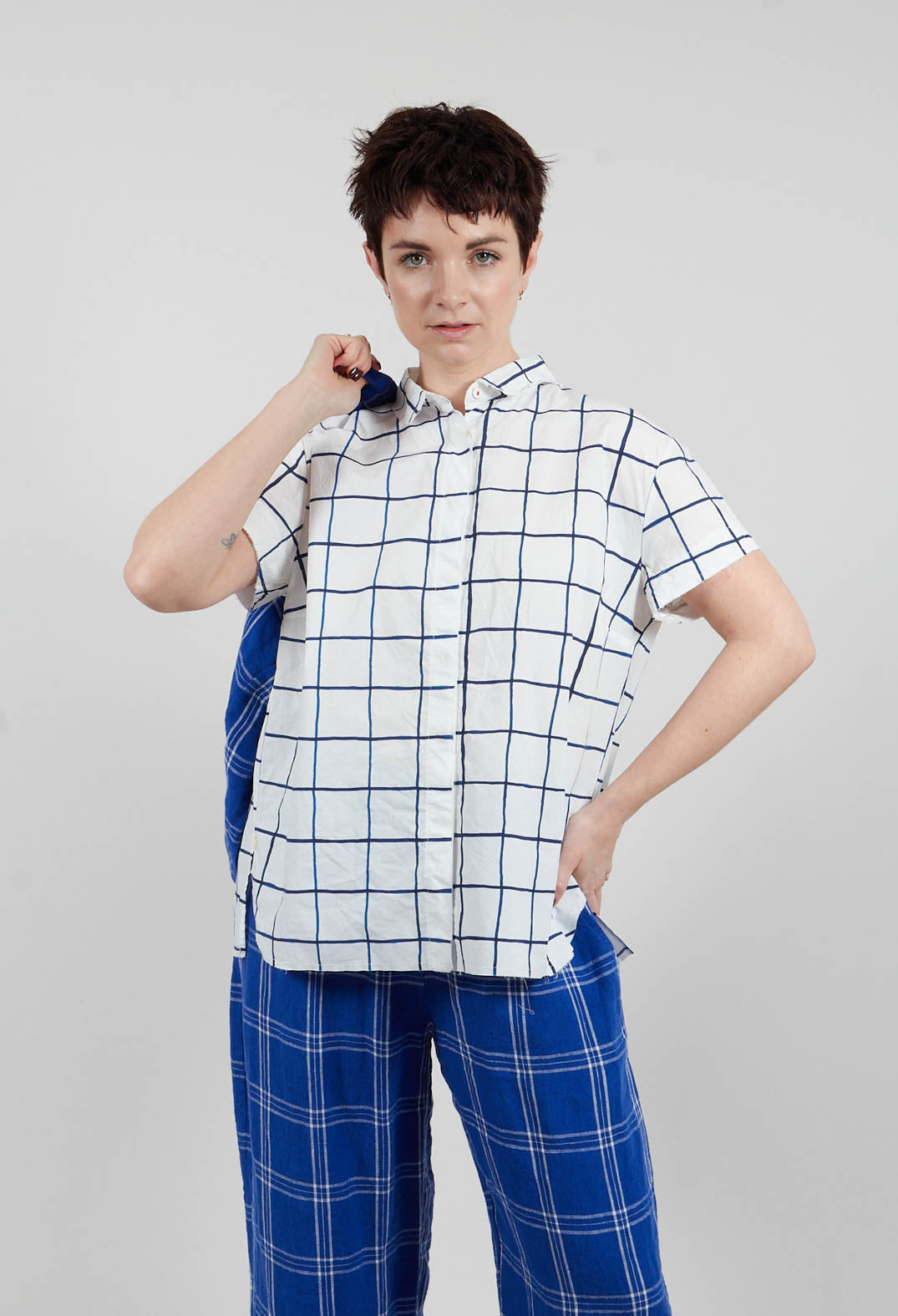 Sutton Printed Shirt in Blue Check