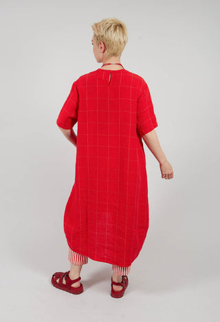 Short Sleeved Linen Dress in Stripes