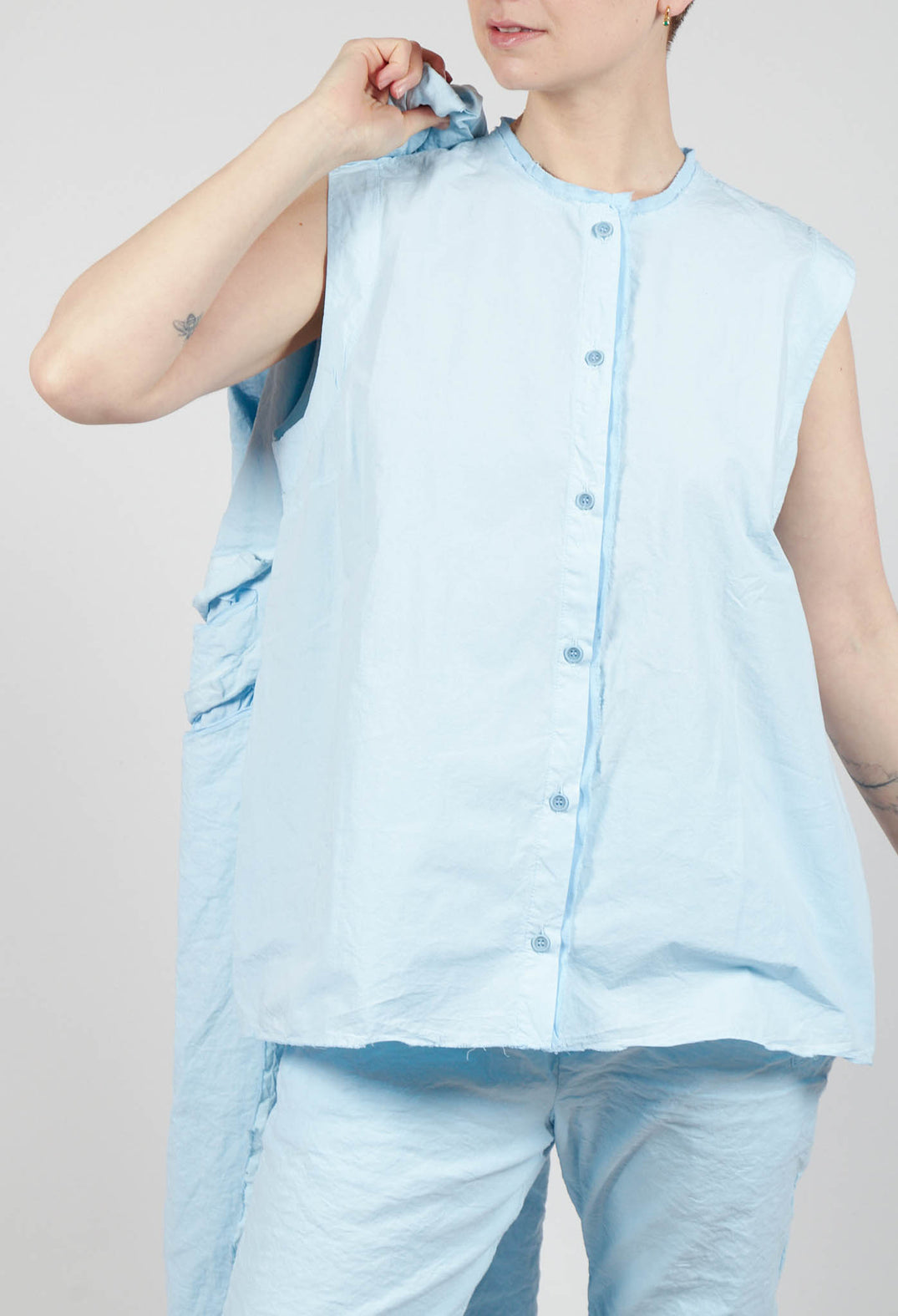 Sleeveless A-Line Top in Cielo
