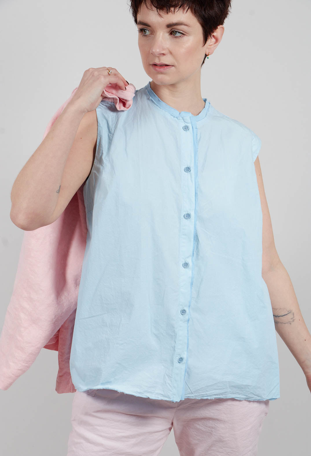 Sleeveless A-Line Top in Cielo