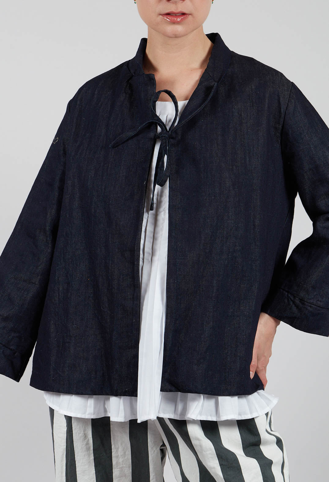 Tie Front Jacket in Denim