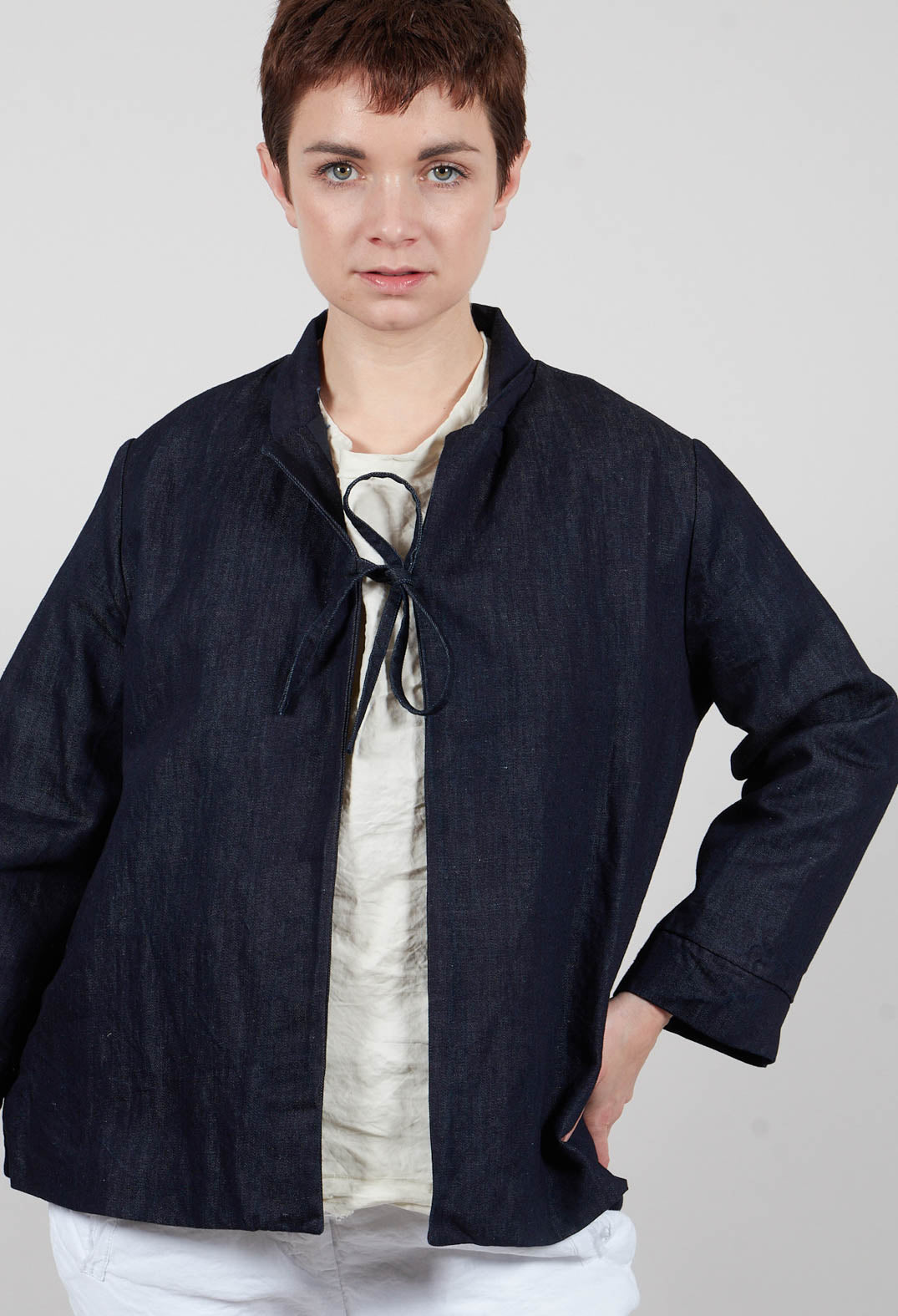 Tie Front Jacket in Denim