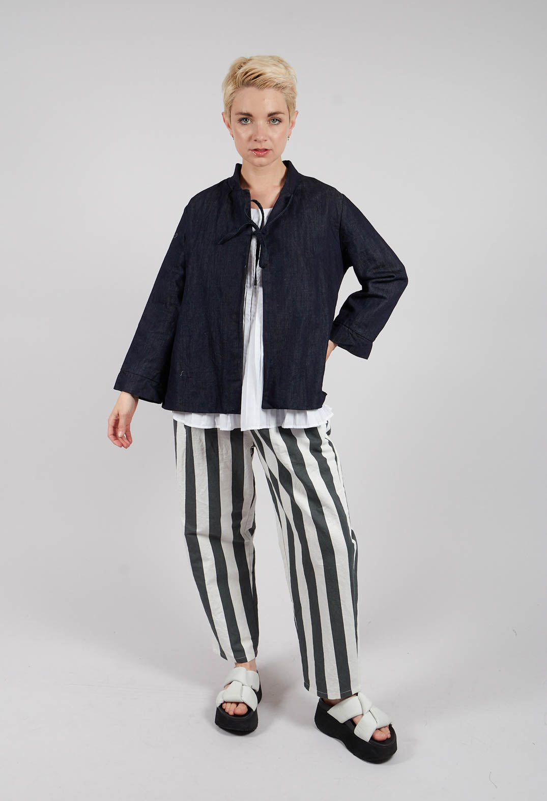 Tie Front Jacket in Denim