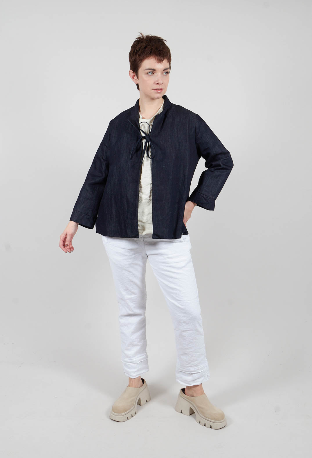 Tie Front Jacket in Denim