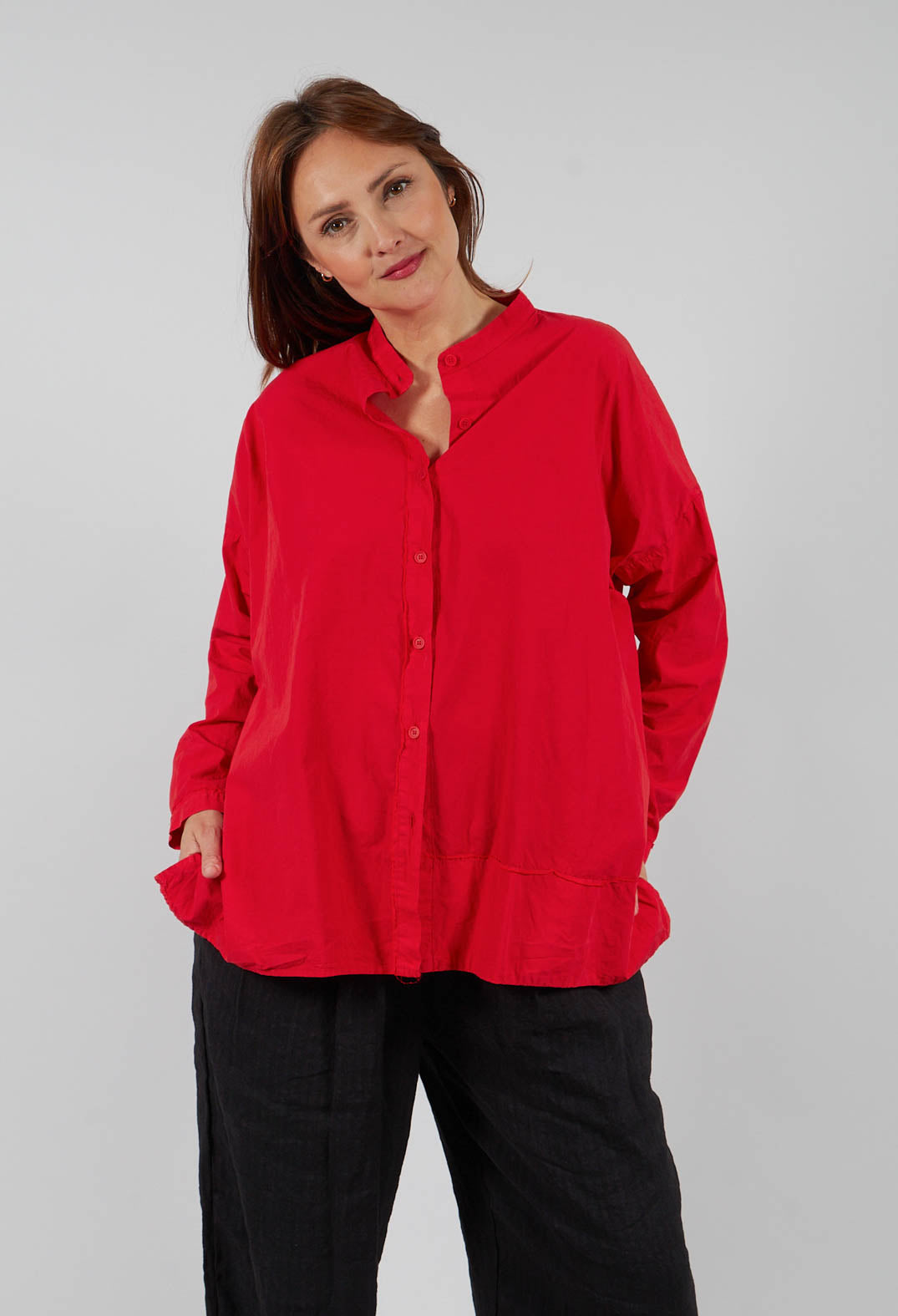 Grandad Collar Shirt in Pomodoro